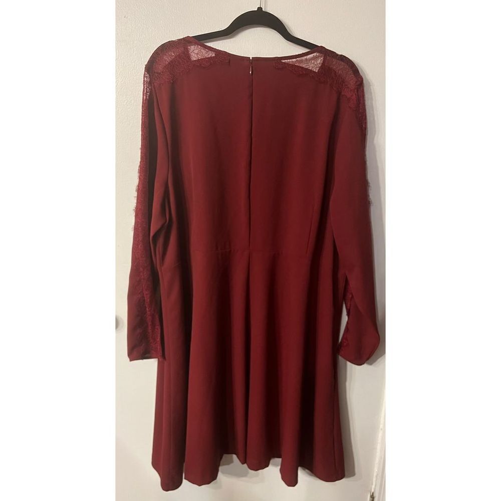 Lane Bryant Plus Size 22/24 Burgundy Swing‎ Dress Knee Length Eyelash Lace Women